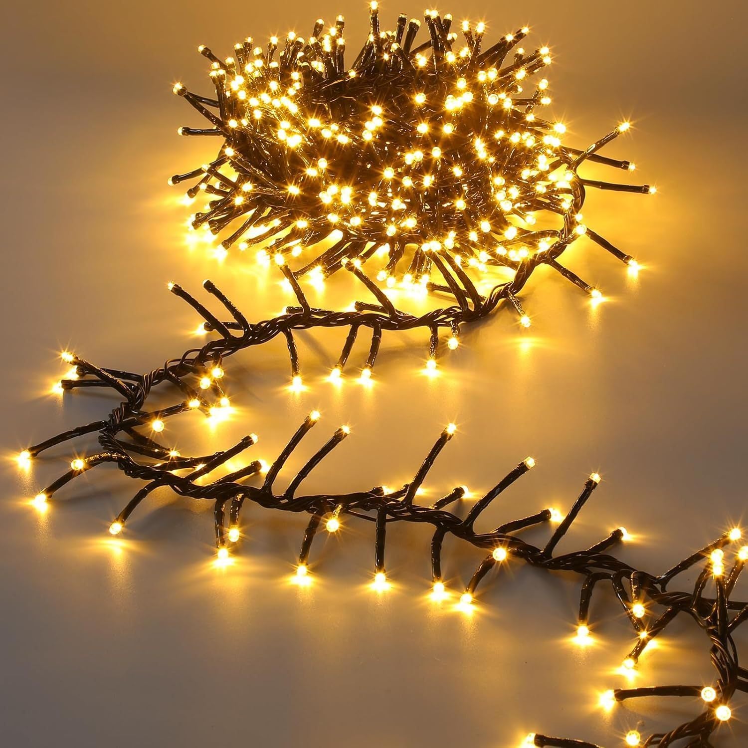 Warm White LED Cluster String Lights – 39 ft