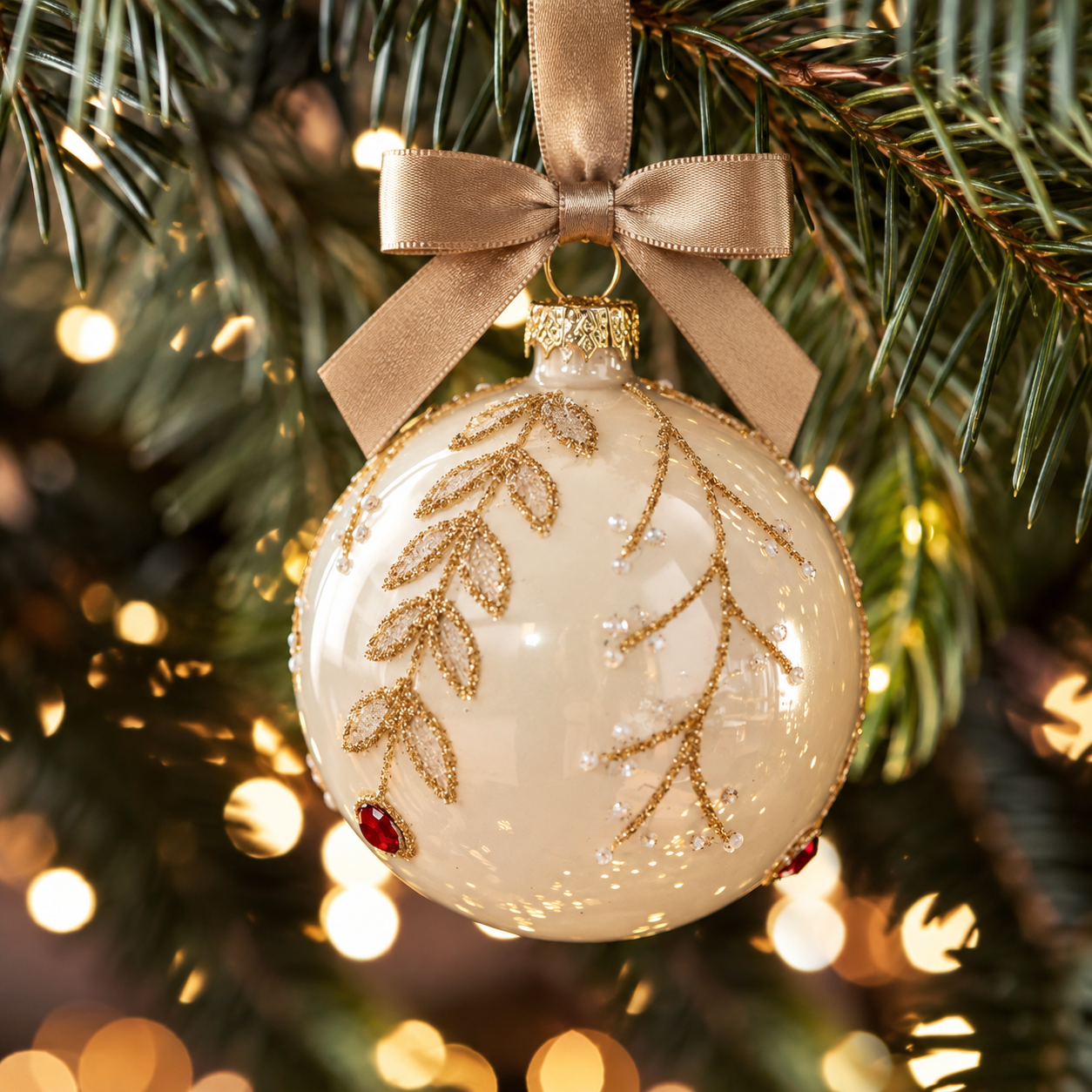 Handmade Glass Christmas Ball Ornament – 3.1"