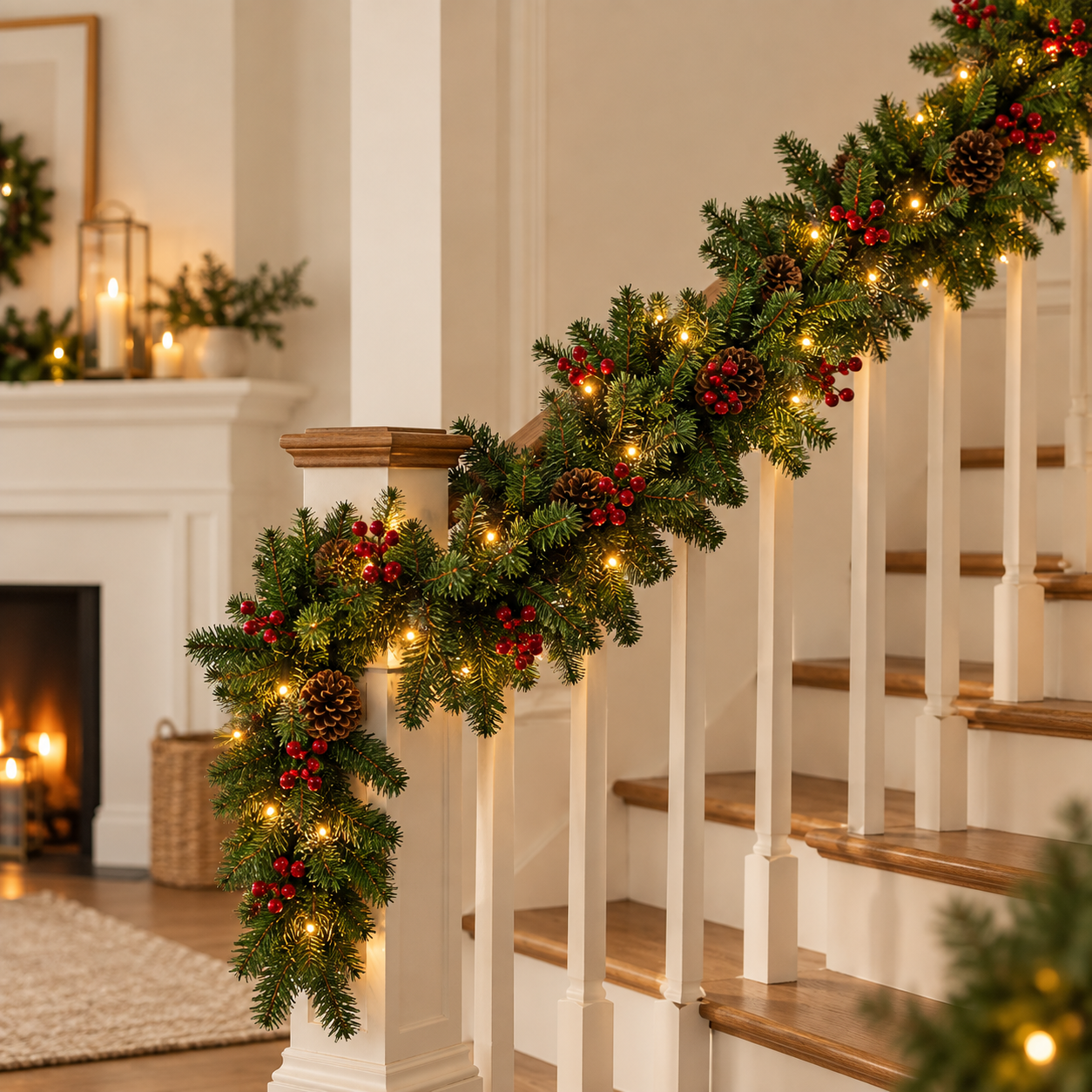 Pre-Lit Christmas Garland – 9 ft