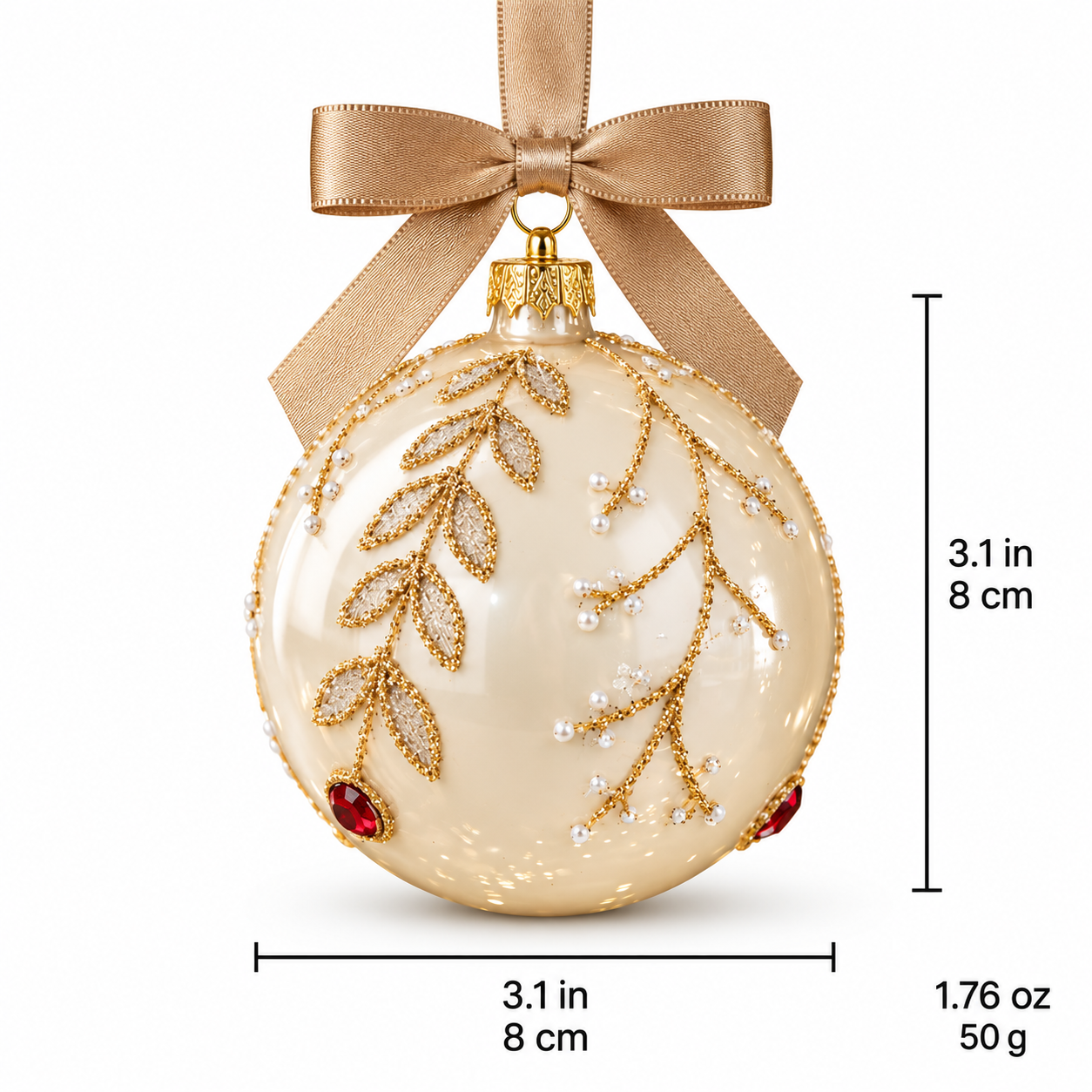 Handmade Glass Christmas Ball Ornament – 3.1"