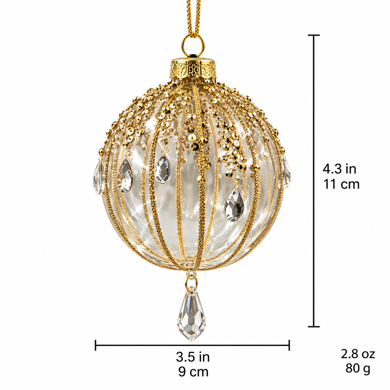Handmade Borosilicate Glass Christmas Ornament – 4.3"