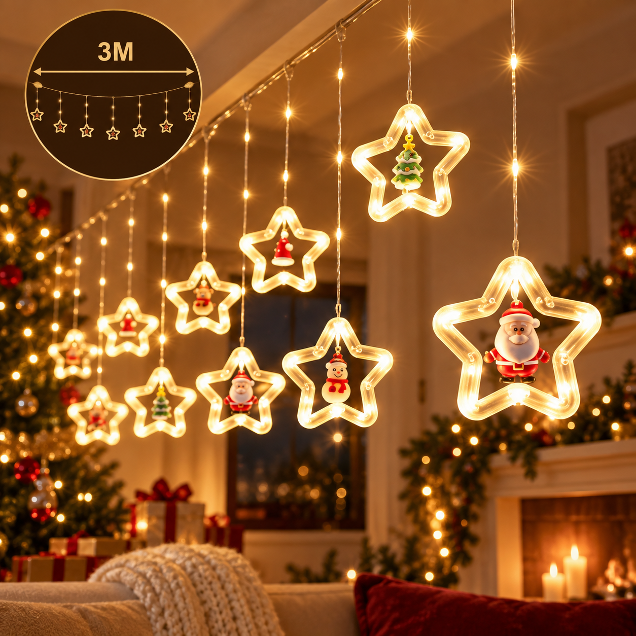 LED Christmas Window String Lights – 10 ft